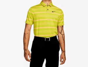 Neu mit Etikett Nike Herren M Dri-FIT grün gelb Kaktus gestreift Golf Polo DR5300-308 $ 80 - Bild 1 von 4