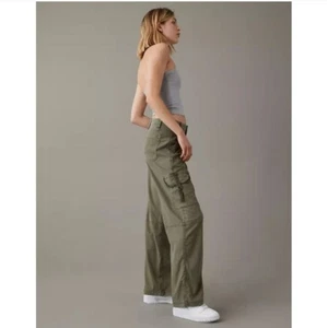 American Eagle Dreamy Drape Baggy Wide Leg Stretch Utility Cargo Pants 25/0 - Picture 1 of 11