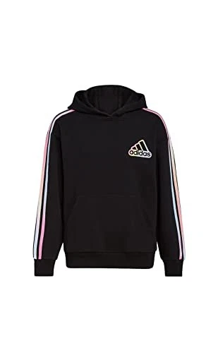 Sudadera con capucha polar con estampado integral Adidas para niños 8-20 (regular, negra) Foto 1 de 1
