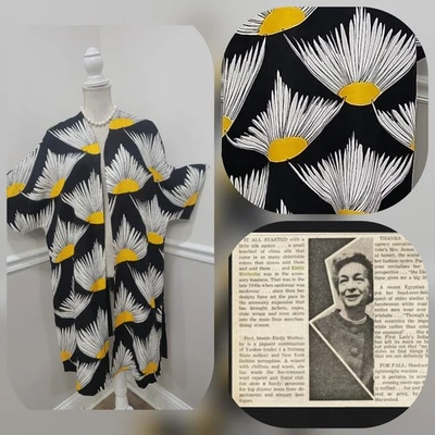 Chaqueta Kimono Emily Wetherby Vintage Años 60 Margarita Floral Estampado Audaz Arte Pop Mod Foto 1 de 4