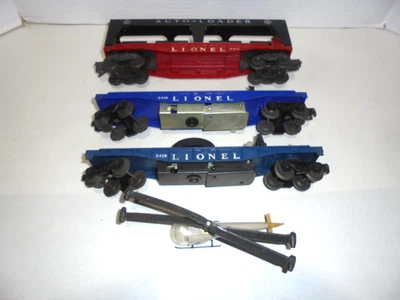 LIONEL 6414 AUTOLOADER,3419 X 2 HELICOPTER CARS WITH TIP POD HELICOPTER O GAUGE - Image 1 of 4