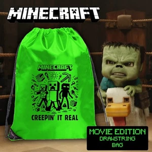 Minecraft Film Kordelzugbeutel - Creepin’ It Real - Grün Turnbeutel Sack - Bild 1 von 2