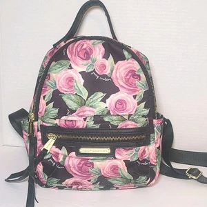 Juicy Couture Mini Backpack Floral Roses Pink Black Half Pint Y2K Purse - Picture 1 of 14