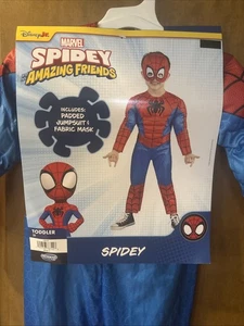 Marvel Spidey Halloween Kostüm Kleinkind Gr. 2T gepolsterter Overall & Stoffmaske Neu mit Etikett - Bild 1 von 4