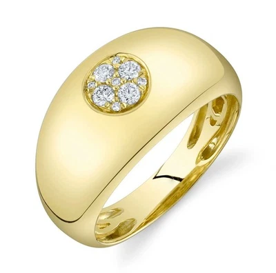 Anillo Cúpula Círculo Diamantes Oro Amarillo 14K Cóctel 0.15 CTW Natural Foto 1 de 3