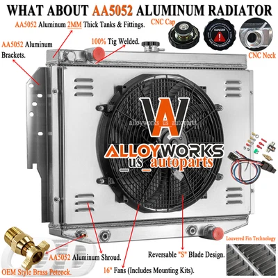 Ventilador de cubierta de radiador de 3 filas para Dodge Aspen Chrysler Imperial LeBaron V8 1976-1983 Foto 1 de 4