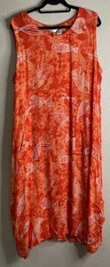 Abito smanicato Kaktus donna XXL pesce tasche arancione canotta orlo regolabile spiaggia - Foto 1 di 8