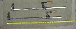 2 Vntg Craftsman #66768 USA,24" Capacity Wood Handle Bar Clamps,Glue Up,VGC - Picture 1 of 12