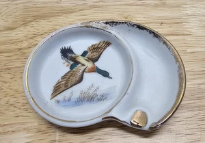 Vtg Porcelain Mallard Duck Ashtray gold trim MCM Chase Japan (S) - Picture 1 of 3