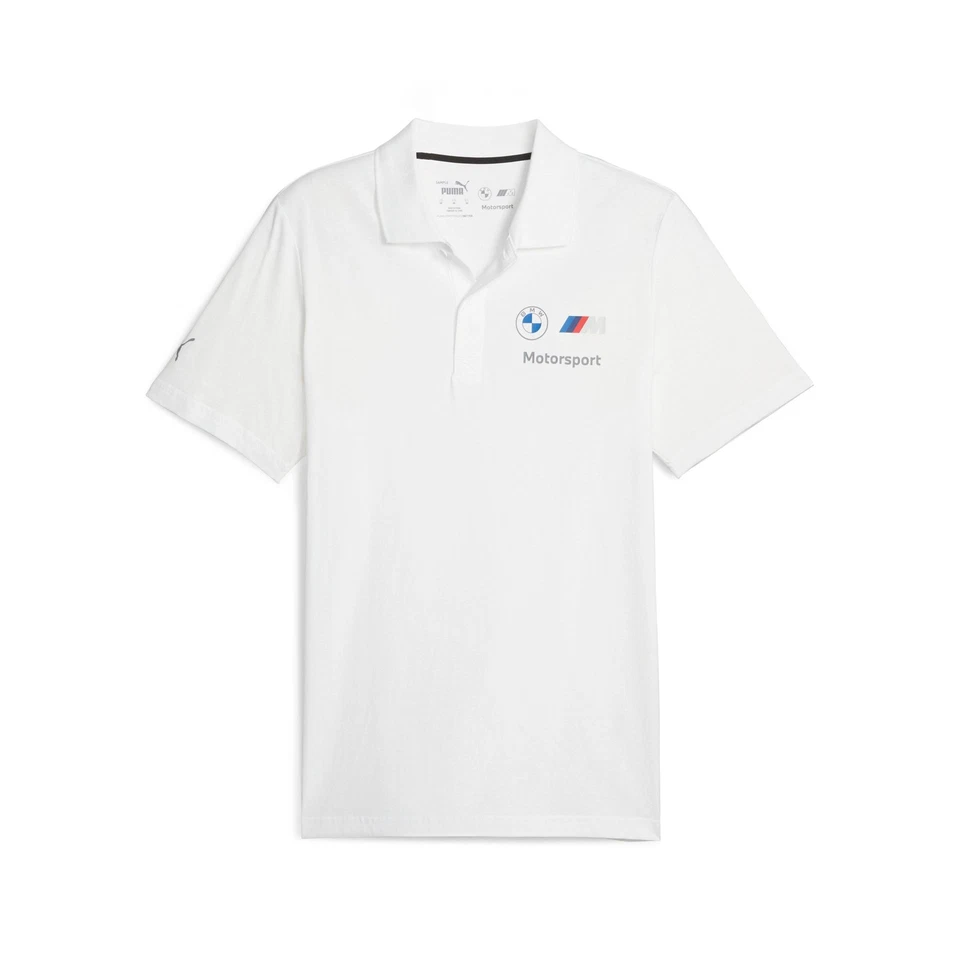 BMW Genuine M Motorsport Mens Polo Shirt White Tee Top Short Sleeve 2 Buttons