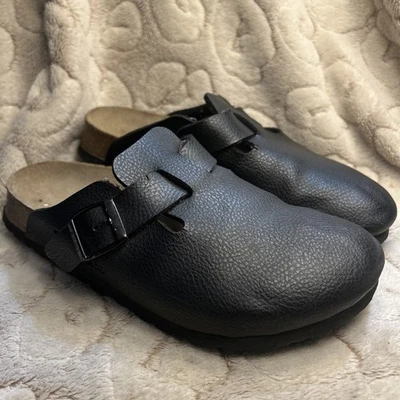 Birkenstock Boston Black Leather Clog Shoes Size 37 US Women's 6 Regular Birkes - Image 1 of 4