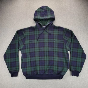 Vintage Polo Ralph Lauren Green Tartan Blackwatch Hoodie Mens L Pullover Fleece - Picture 1 of 8