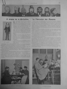 1902 MI CAREME FABRICATION MASQUE BAL MASQUE GROSSE TETE 2 JOURNAUX ANCIENS - Imagen 1 de 2