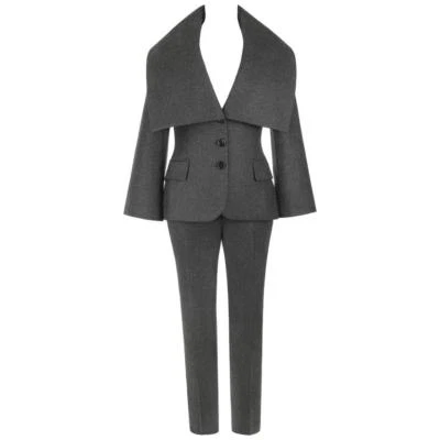 ALEXANDER McQUEEN Pre-Otoño 2009 2 Piezas Gris Lana Cachemira Blazer Pantalón Conjunto Traje Foto 1 de 4