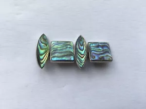 VINTAGE SILVER&COWRIE SHELL GENTS DRESS CUFFLINKS - Picture 1 of 2