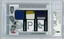 HANK AARON ROBERTO CLEMENTE TED WILLIAMS 2005 Fleer Classic Triple Jersey Patch