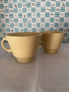 Pair of Wood’s Ware Jasmine yellow teacups spare/replacement 1950s Utility Ware - Picture 1 of 7