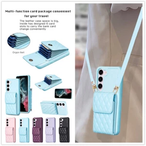 Para iPhone Samsung Lo último Cuero Billetera Bandolera Correa Bolsa Soporte Teléfono Funda - Imagen 1 de 32