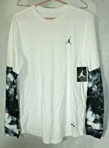 NEW Nike Air Jordan JUMPMAN LOGO White/Tie dye Men's Long Sleeve T-Shirt Medium - Picture 1 of 6