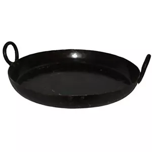 ROUND AND FLAT HEAVY DUTY IRON KADAI/WOK/FRYING PAN JALABI KARAHI Jalebi Kadai - Picture 1 of 4