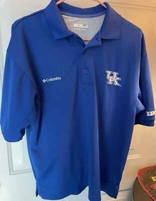 Camisa Polo Columbia PFG SS Para Hombres Pequeña Azul Omni Tono Ventilada Con Logo del Reino Unido Foto 1 de 4