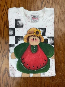 VTG 90s AOP Sunflower Gardening Gardner Shirt XL DIY Hand-painted 1 of 1 Floral - Picture 1 of 8