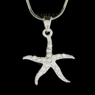 Starfish IN Swarovski Cristallo Mare Stella Oceano Pesce Spiaggia Nozze Collana - Immagine 1 di 3
