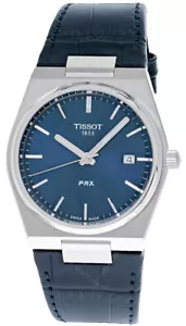 TISSOT PRX QTZ 40MM BLUE DIAL LTHR MEN'S WATCH T137.410.16.041.00 - Picture 1 of 4