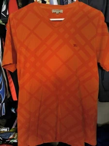 Burberry slim fit crew v neck geometric pattern orange basic tee shirt portugal - Picture 1 of 9