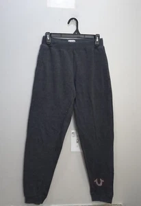 True Religion Pants Youth Size Large Track Sweatpants Joggers Gray Logo Solid L - Picture 1 of 19