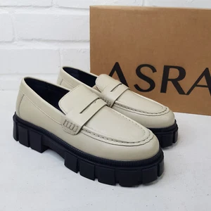 ASRA Zapatos Mocasines de Cuero Grueso Reino Unido 4 UE 37 Marfil Informales Cuero Planos BN - Imagen 1 de 13