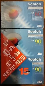 15 Scotch Audio Cassette - 10 BX 90min and 5 BX 60 Blank Tapes - Picture 1 of 3