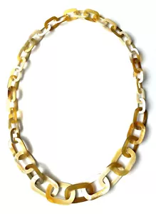 camilieri Horn Büffelhorn Halskette Kette Gliederkette natur beige Hornkette NEU - Bild 1 von 2