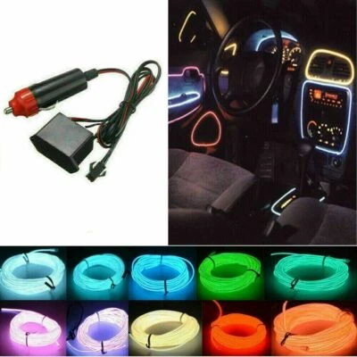 Neon LED Light Glow EL Wire String Strip Rope Tube Decor Car Party + Controller - Image 1 of 4
