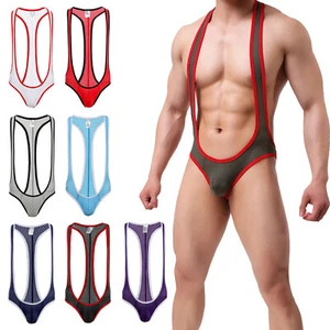 Men's Jumpsuit Bodysuit Leotard  Wrestling Singlet Lingerie One Piece Underwear - Picture 1 of 24