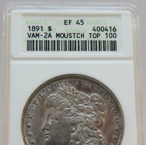 1891-P Morgan Silver Dollar VAM-2A MOUSTACHE ANACS XF 45 TOP-100 - F#0416 - Picture 1 of 15