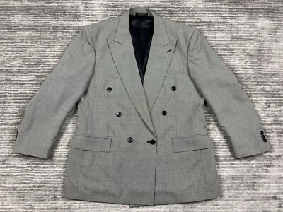 Blazer Gianfranco Ruffini Italia Para Hombre 42 R Gris Pata de Gallo Lana Doble Pecho Foto 1 de 4
