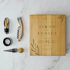 Personalised Wine Accessory Set Engraved Wine Gift Set Custom Text Christmas - Picture 1 of 13
