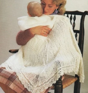 Baby Shetland Knitting Pattern copy Lacy Shawl Cobweb Design 2 ply - Picture 1 of 3