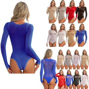 Mujeres Leotardo Manga Larga Mono Bodycon Body Traje de Gato Cuello Redondo Peluche - Imagen 1 de 103