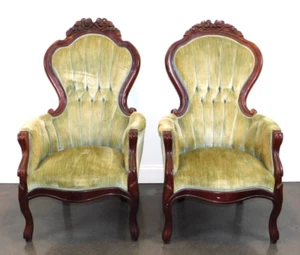 Pair of Victorian Style Armchairs by Kimball Furniture Company - Picture 1 of 10