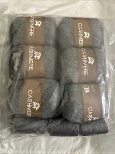 100% Cashmere yarn Gray 6 Skeins And 6 Large Thread And 6 Small Threads - Picture 1 of 4