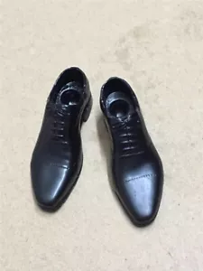 Zapatos de cuero negro liso 1:6 para soldado masculino de 12"" figura de acción cuerpo muñeca juguete - Imagen 1 de 8