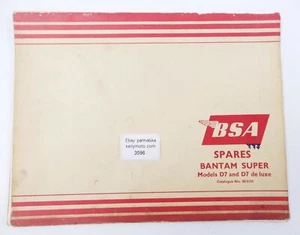 1960's BSA Spares Pièce Catalogue Bantam Super Modèles D7-de Luxe No 00-5124 - Picture 1 of 3