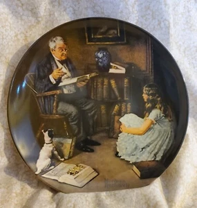 Placa coleccionable de arte NORMAN ROCKWELL The Storyteller certificado de autenticidad incluido usado - Imagen 1 de 5