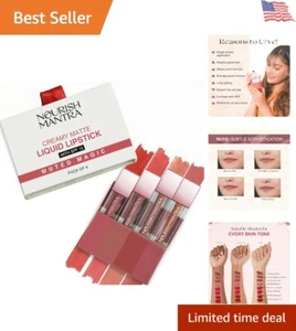 Travel-Friendly Liquid Lipsticks with SPF - Set of 4 Shades for All Skin Tones - Picture 1 of 9