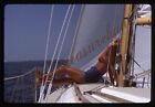 Pretty Woman Swimsuit Tan Legs Sail Boat 35mm Slide 1970s