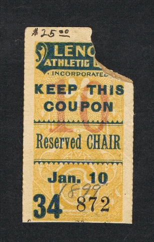VERY RARE 1899 Tom Sharkey vs Kid McCoy boxing ticket boxer Carter Izzy Strauss Cover