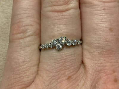 Anel aglomerado folheado a platina 925 tamanho G diamante corte redondo criado em laboratório 0,85 quilates - Imagem 1 de 4