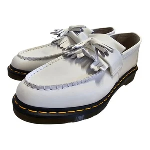 Dr Martens Adrian Yellow Stitch Leather Tassel Loafers White Smooth Mens Size 12 - Picture 1 of 14